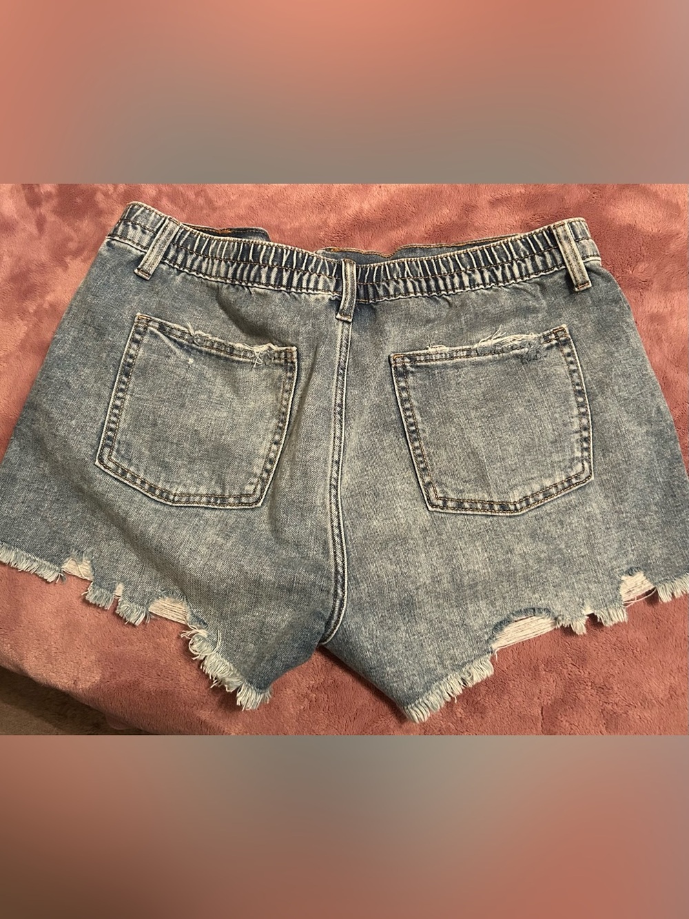 aerie Light Wash Distressed Denim Shorts - Picture 2 of 4